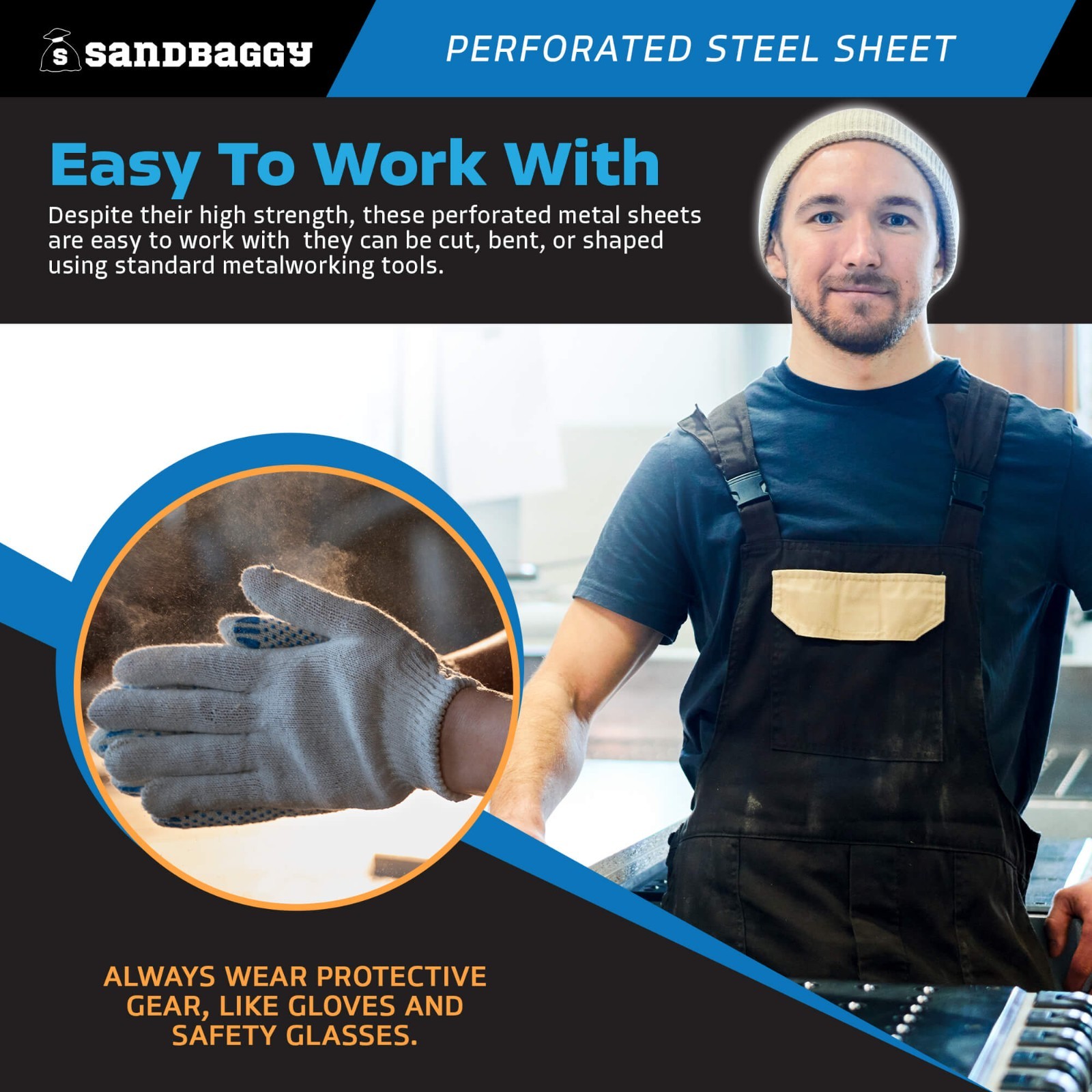 Sandbaggy Perforated Steel Sheet 24" x 48" - Perforated Metal Sheet - 20 Gauge