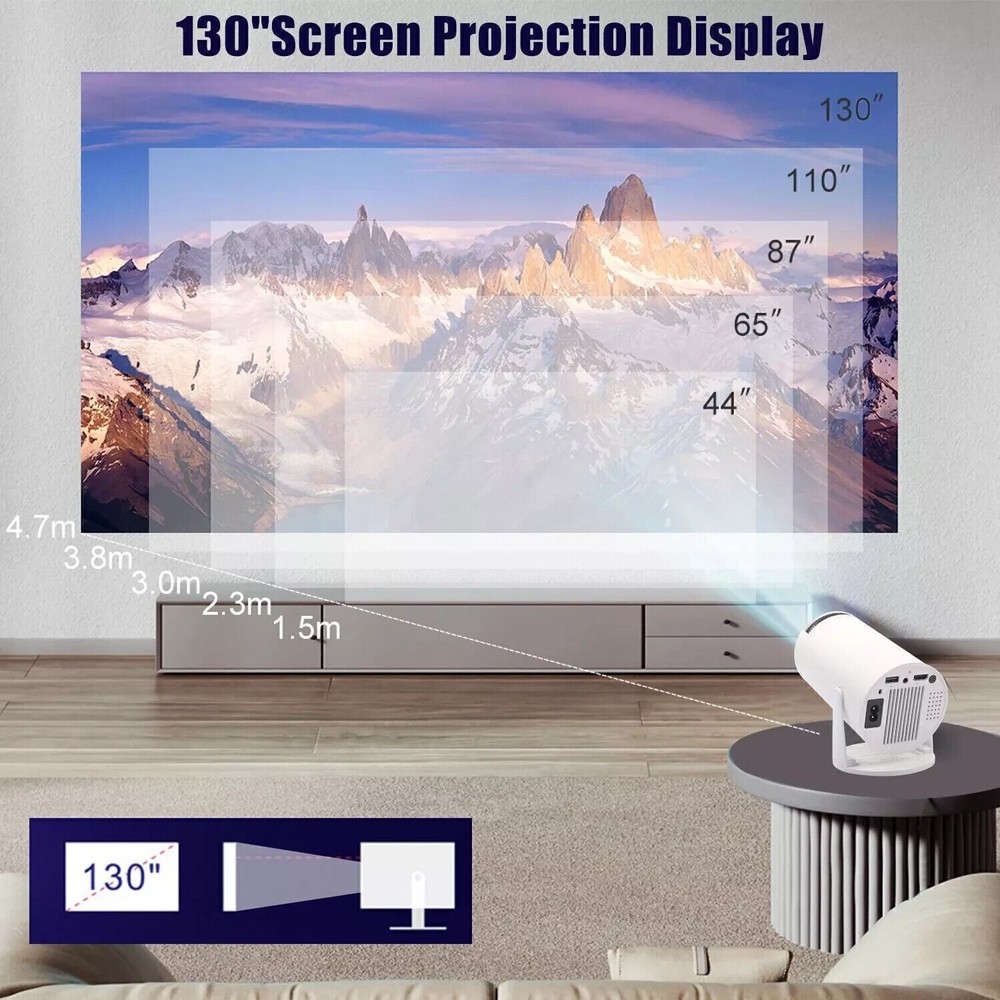 Portable 4K Android Smart Projector 5G WiFi Bluetooth Mini Home Video Theater