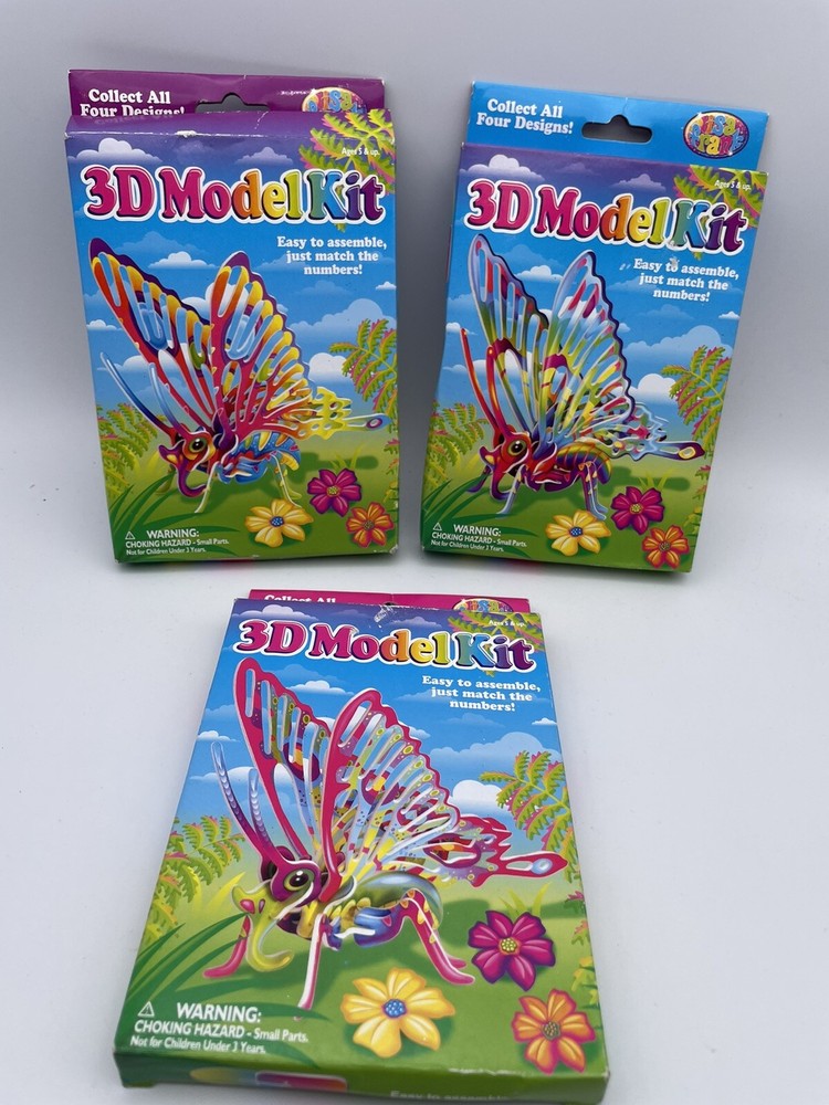 3 Lisa Frank Butterfly 3D Model Kit - Complete sets All 3 different