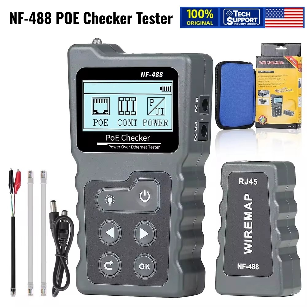 NF-488 Network Cable Tester Poe Checker Continuity Tester Loop-Back Test