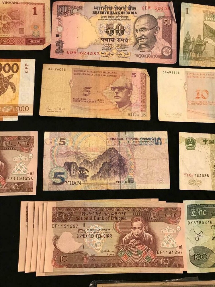 rare paper currency from several countries