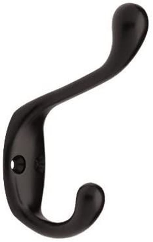 3" Heavy Duty Flat Black Coat and Hat Hook
