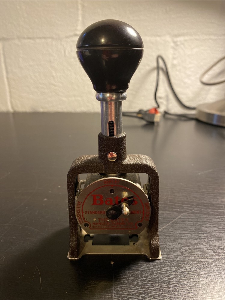 Vintage Bates Numbering Machine 6 Wheel Style E Repeat Consecutive Duplicate
