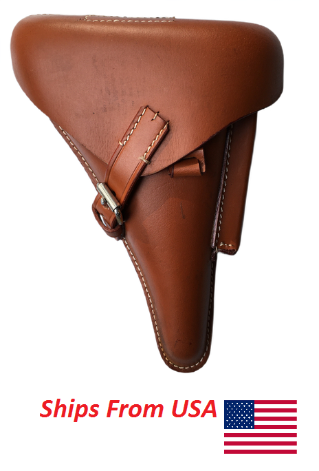 WWII GERMAN LUGER P08 Hardshell Brown LEATHER HOLSTER