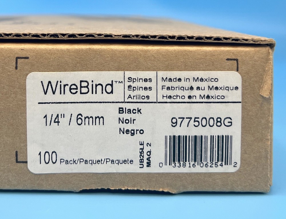 GBC WireBind Binding Spines 1/4” .25 in / 6mm Black Open Box
