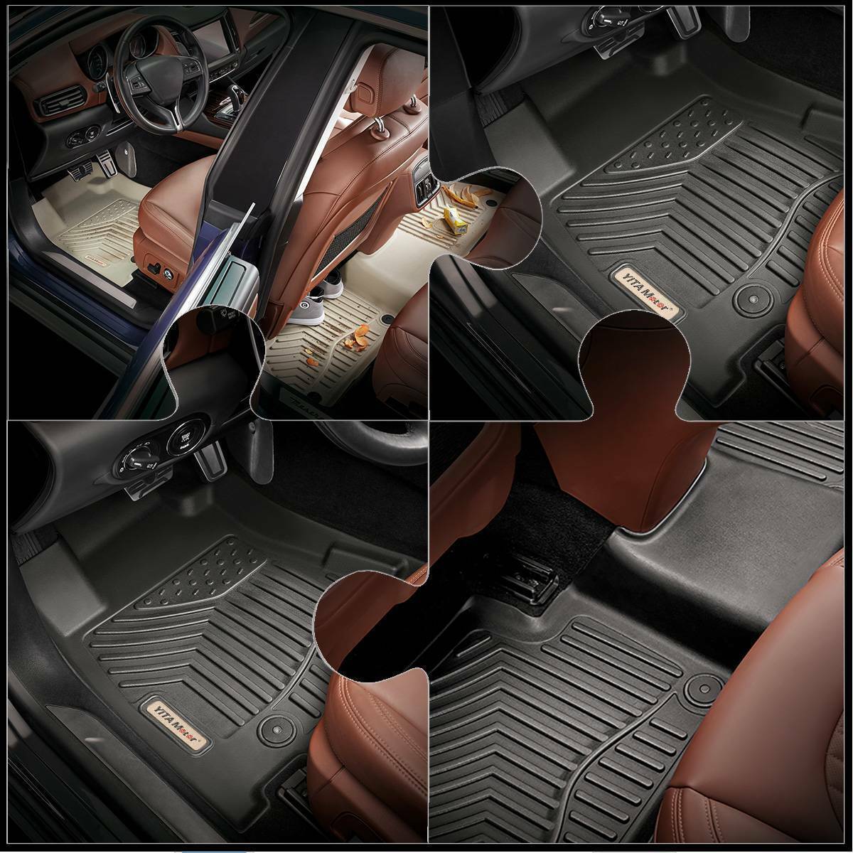For 2008-2020 Dodge Grand Caravan Floor Mats Black Rubber All Weather Protection