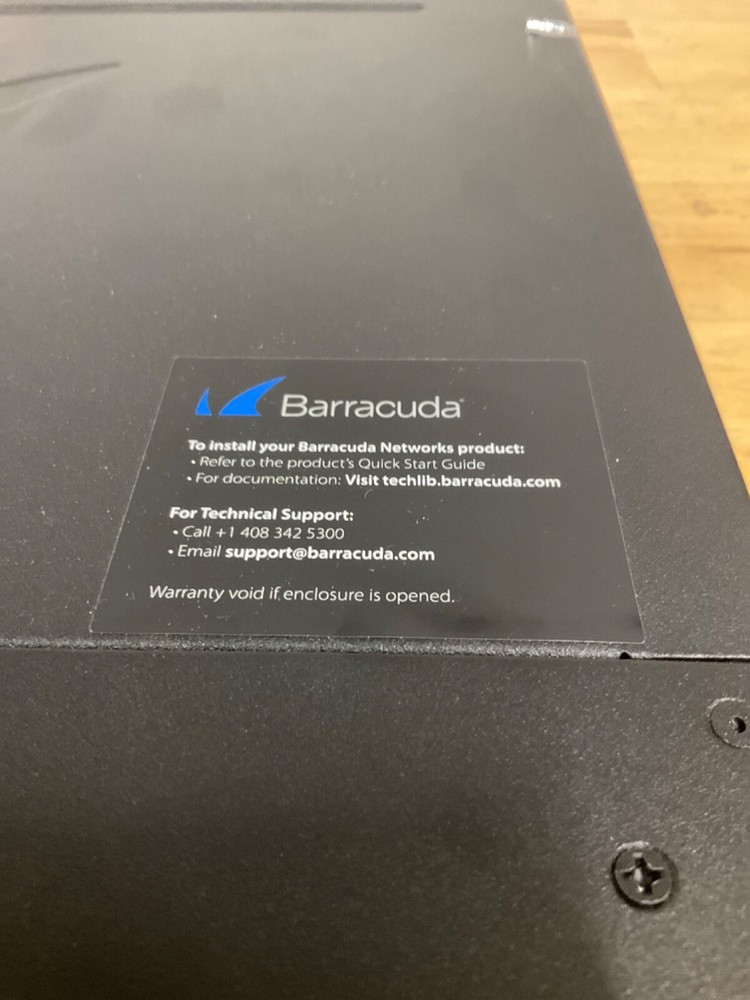 Barracuda SSL VPN 180 Network Security Appliance w/ Rack Ears, HDD REMOVED.