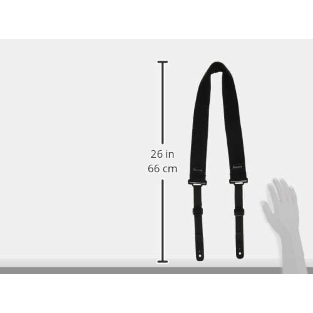 Ibanez GSF50BK PowerPad Adjustable Polyester Guitar Strap With Leather ends