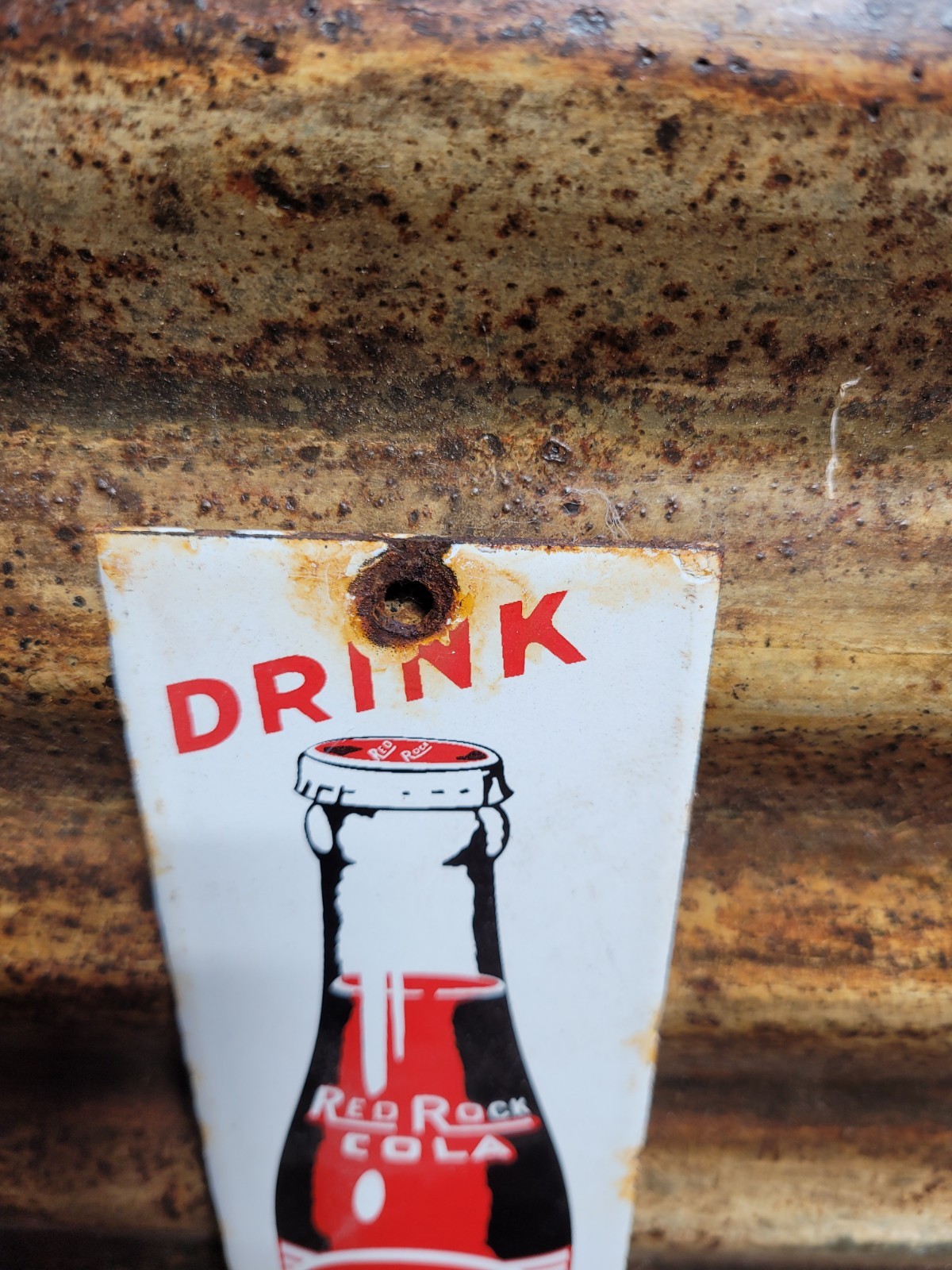 VINTAGE RED ROCK COLA PORCELAIN SIGN OLD BEVERAGE SODA DRINK GENERAL STORE FOOD
