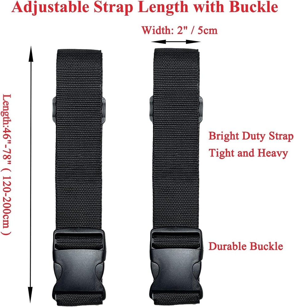 Lightweight 2 Pack Suitcase Belts: Adjustable Travel Straps with Quick Release