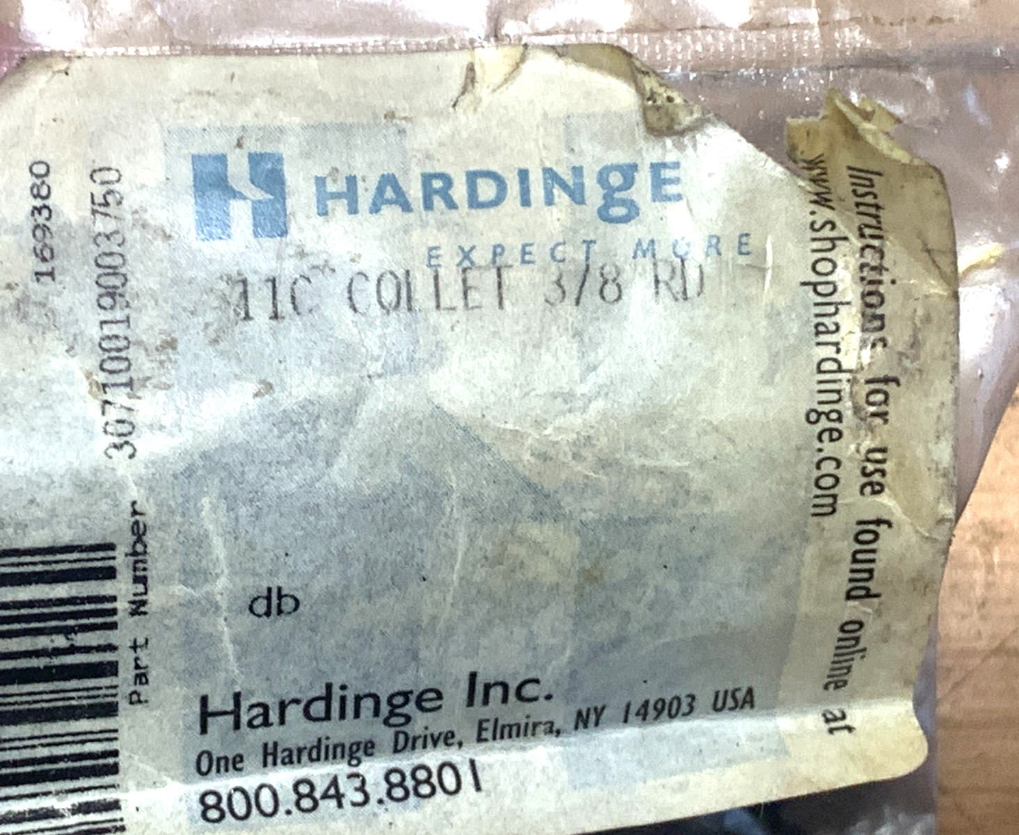 HARDINGE Collet 11C 3/8 Round NEW CONDITION in Original Sealed Bag FREE SHIPPING