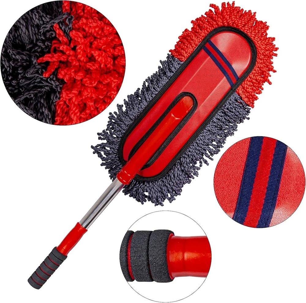 Luxury Soft Microfiber Car Duster with Extendable Handle - Scratch-Free Cleaning