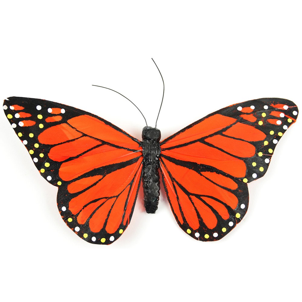 Butterfly W/Wire 6" Orange Monarch