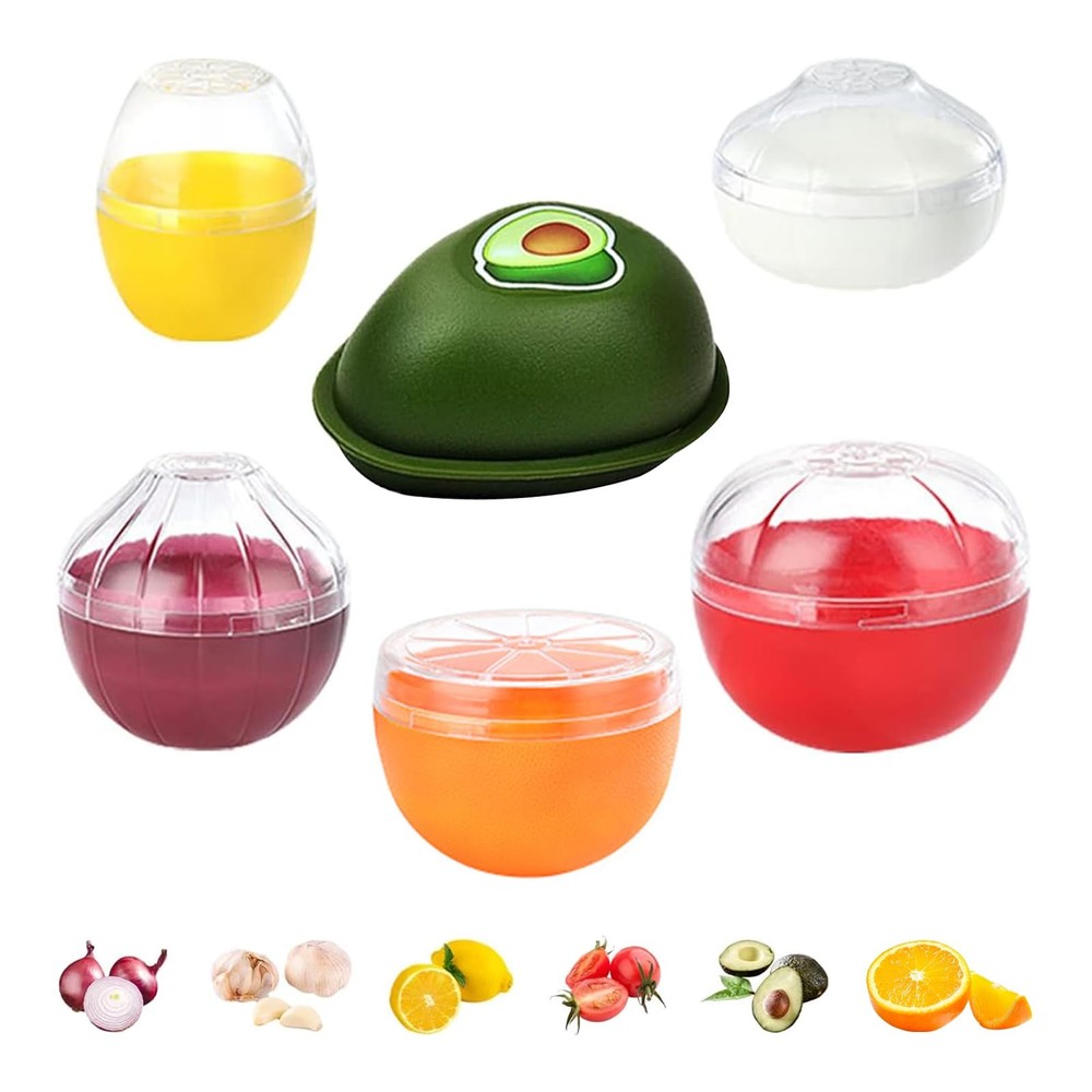 6 PCS Fruit and Vegetable Storage Containers, Reusable Storage Keeper, Lemon ...