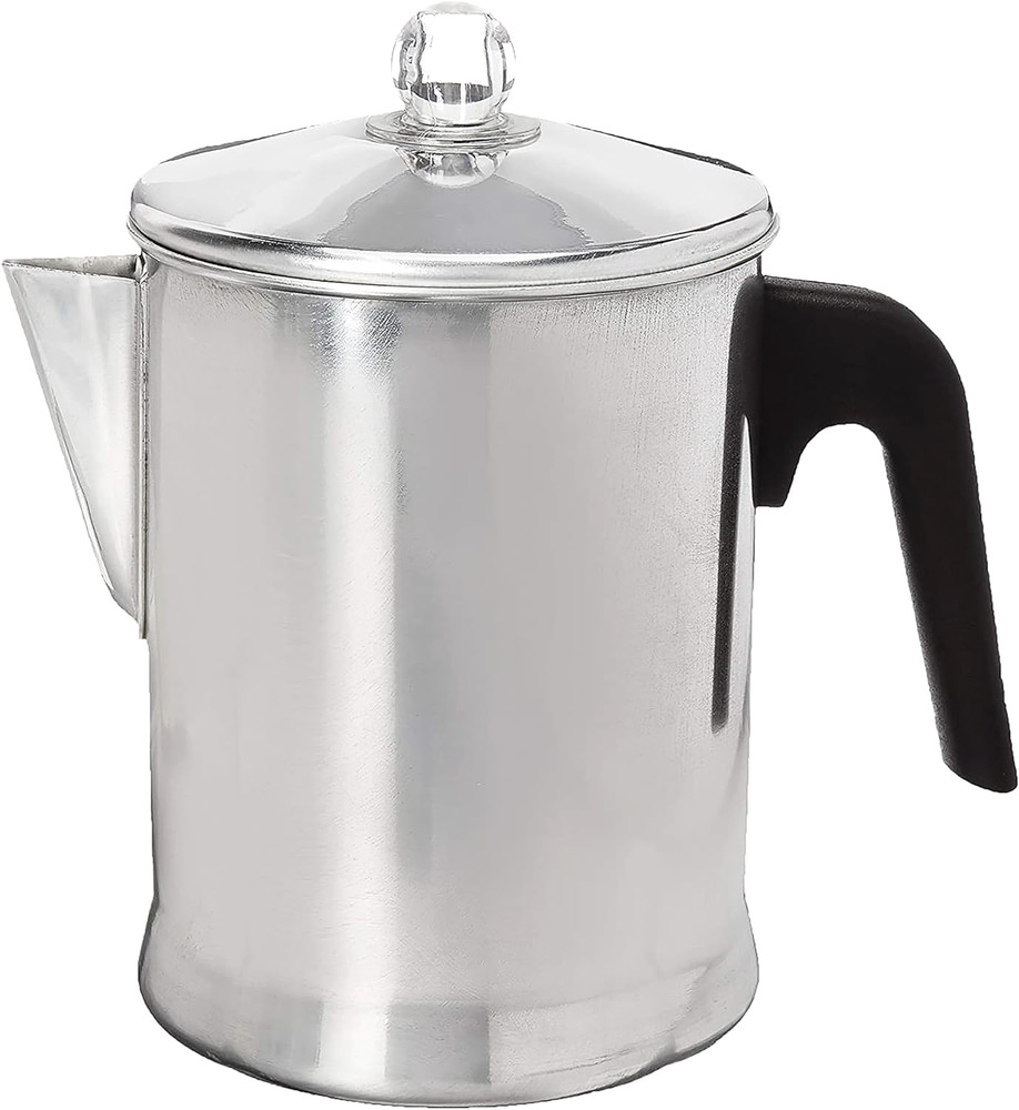 Stovetop Coffee Percolator Aluminum 9 Cup Durable Brew Maker Silver