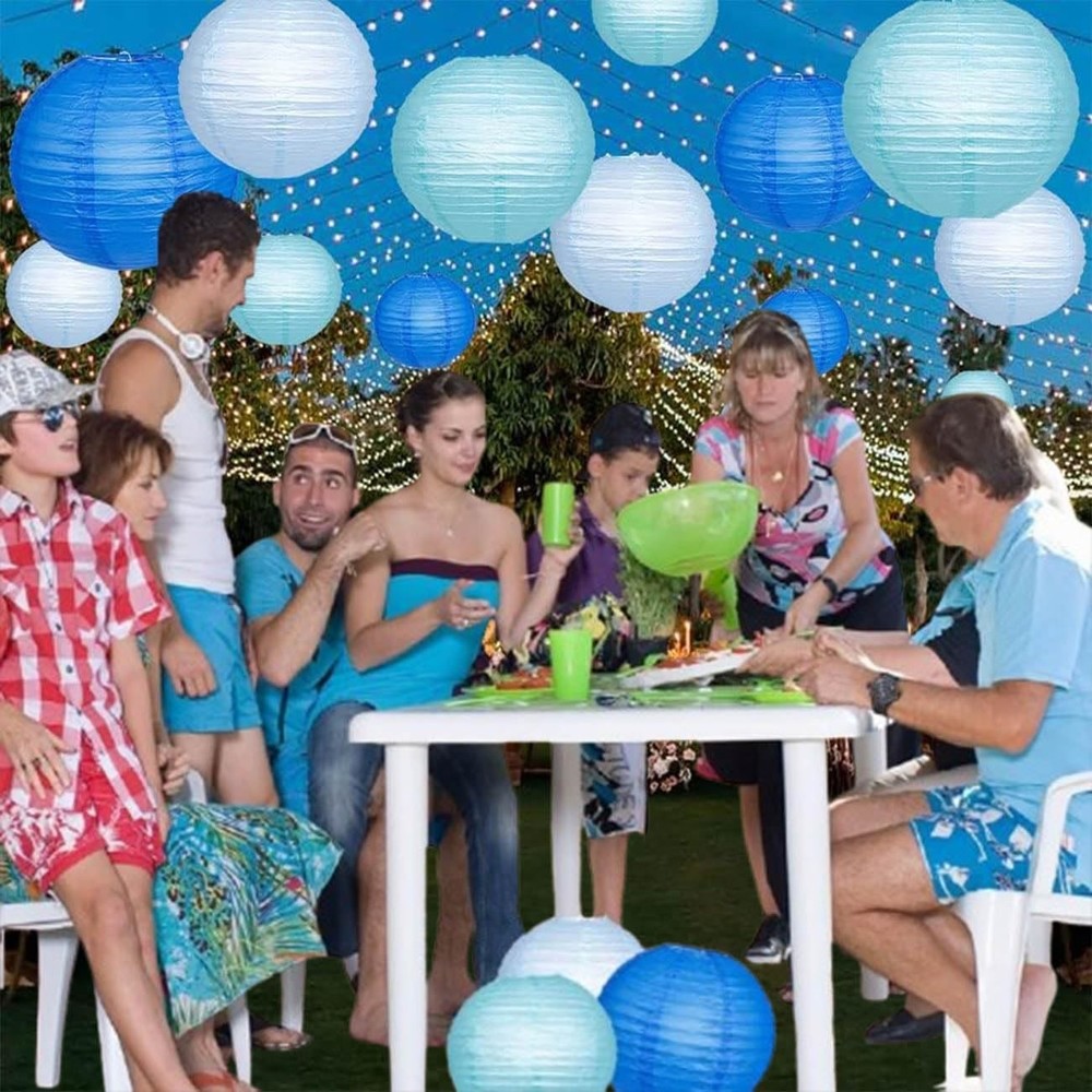 Blue Paper Lanterns 4、6、8、10inch,
