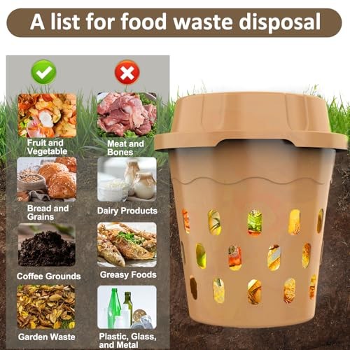2-Pack InGround Compost Bin for Garden Beds, 8L Worm Composter 2 Pack Brown