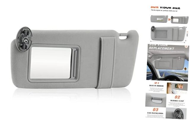 Gray Driver Left Side Sun Visor Replacement Compatible with 2007 2008 2009 Grey