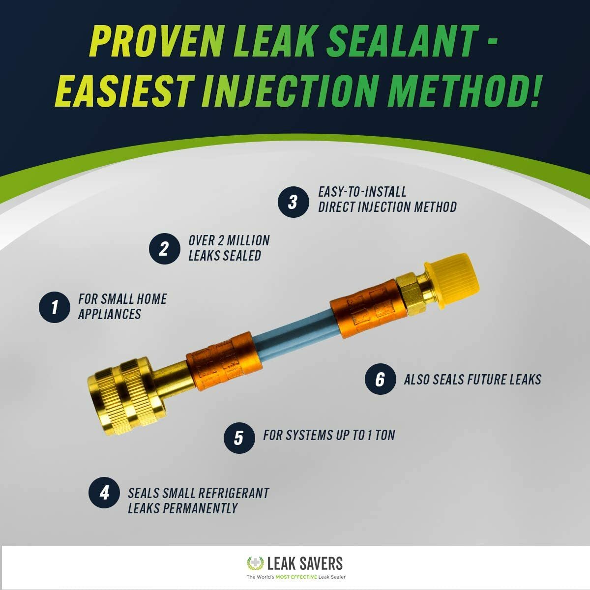 Leak Saver Direct Inject Refrigerant Leak Sealer Small System Up to 1 Ton 6 Pack