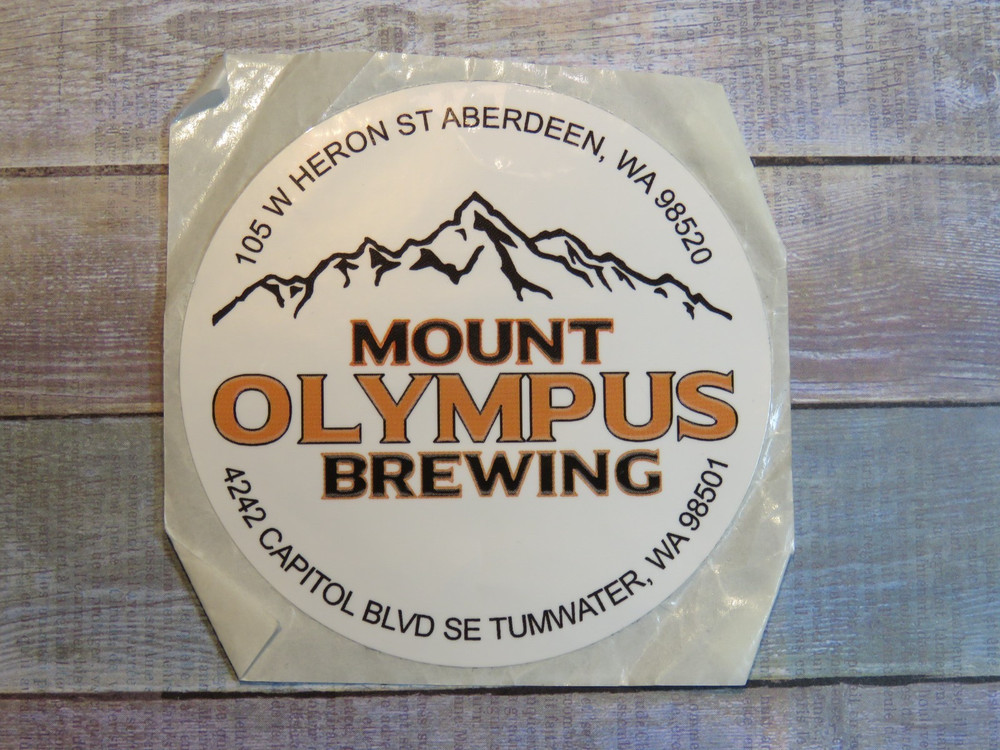 2.5" Beer STICKER ~ MOUNT OLYMPUS Brewing Co ~ Tumwater & Aberdeen, WASHINGTON