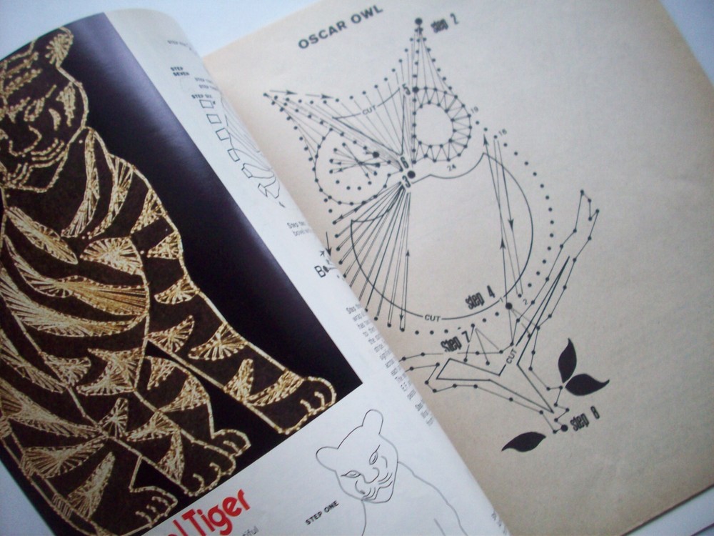 Creative String Art vintage 70's craft pattern owl train eagle animals ship car