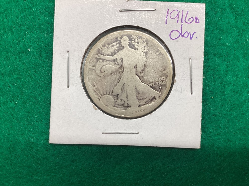 SILVER - 1916 D WALKING SILVER HALF DOLLAR - "SEMI-KEY DATE"