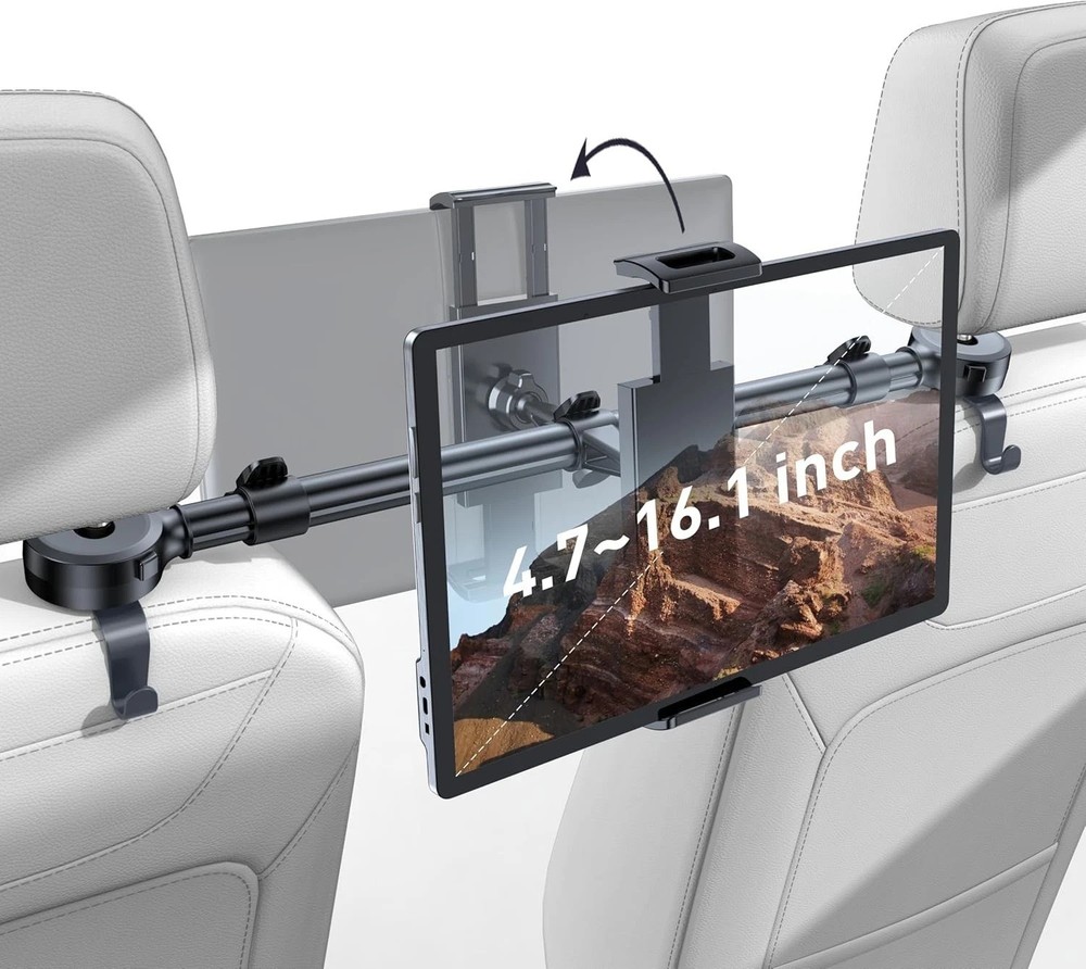 Car Headrest Tablet Holder: Front & Rear Flip Mount