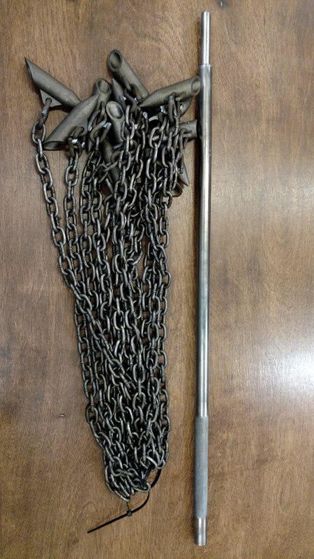 1 DOZEN SUPER STAKES WITH CHAIN AND HEAVY DUTY DRIVER TRAPPING EARTH ANCHORS