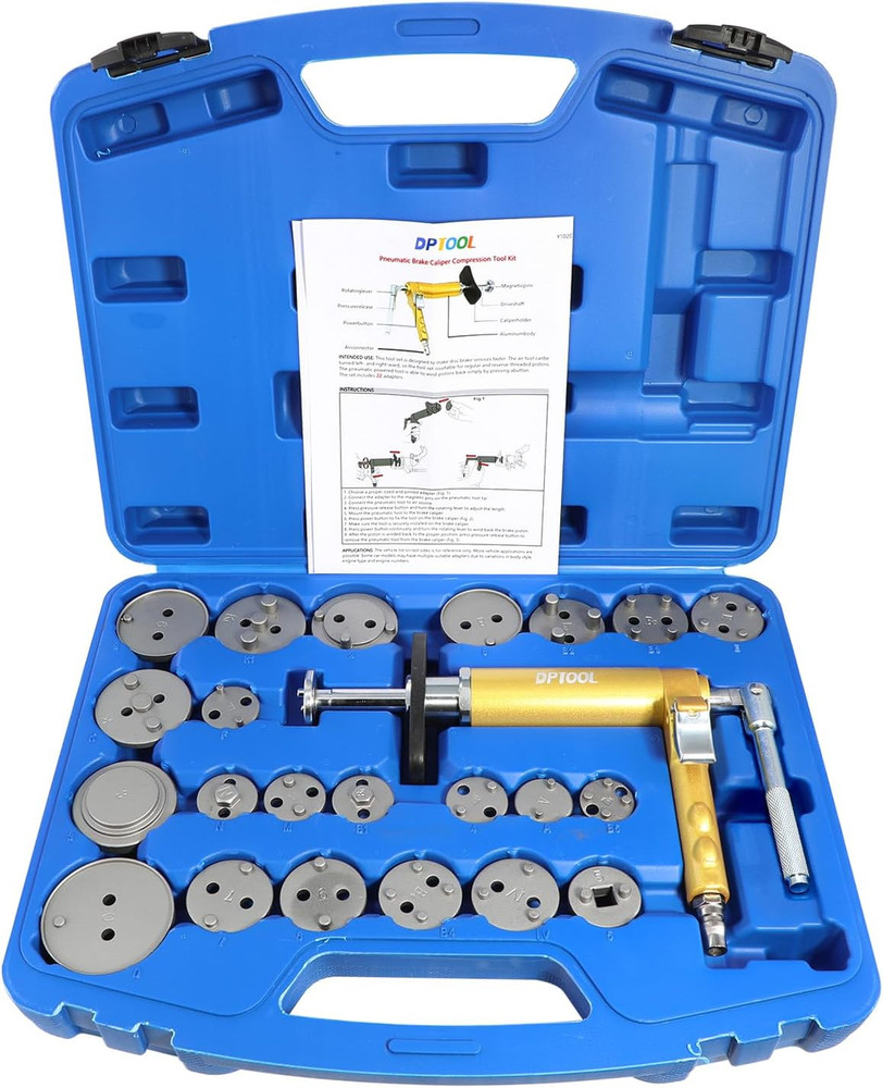 23Pc Pneumatic Brake Caliper Compression Tool Kit with 22 Adapters