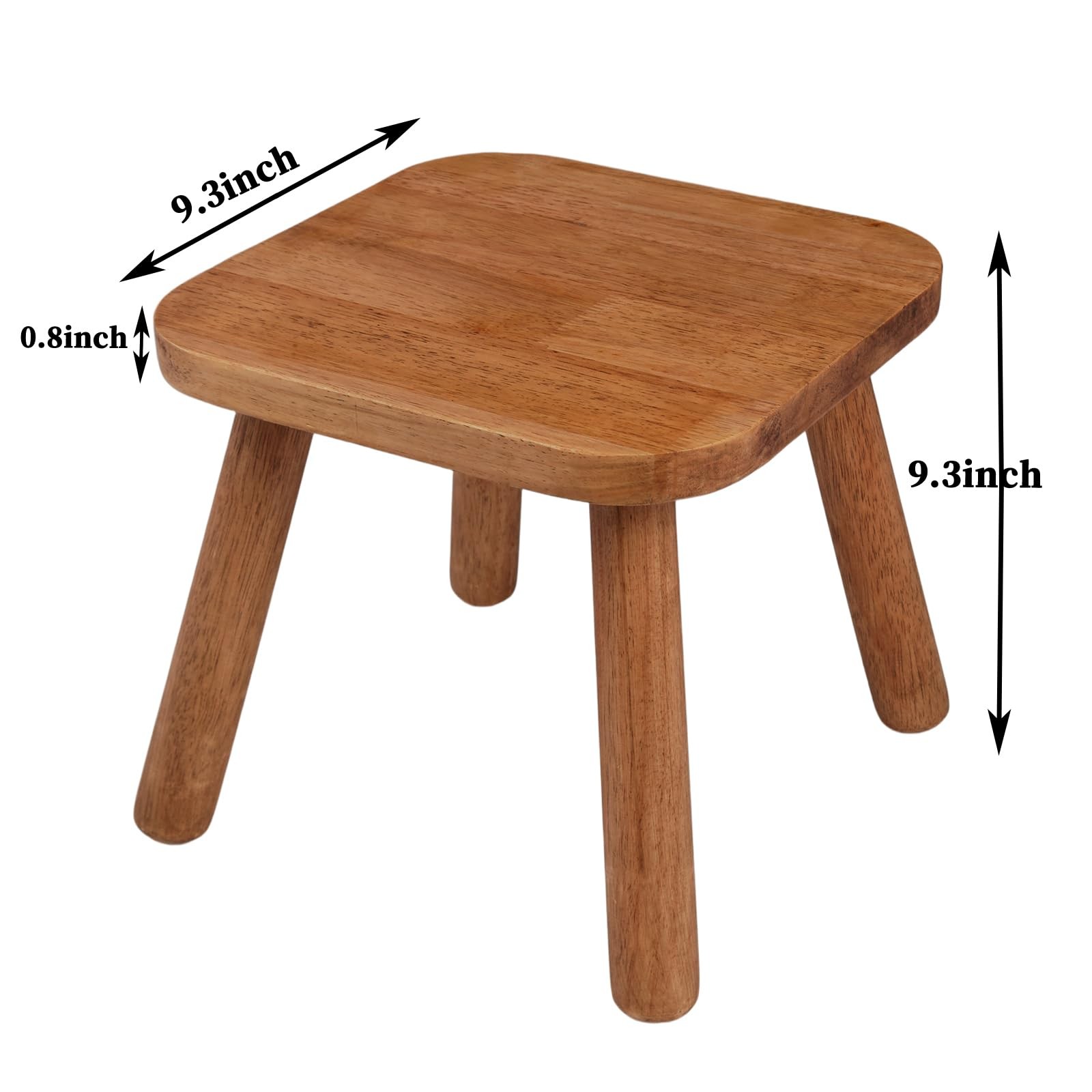 Solid Wood Step Stool Walnut 9.3inch Removable Portable Round Footstool