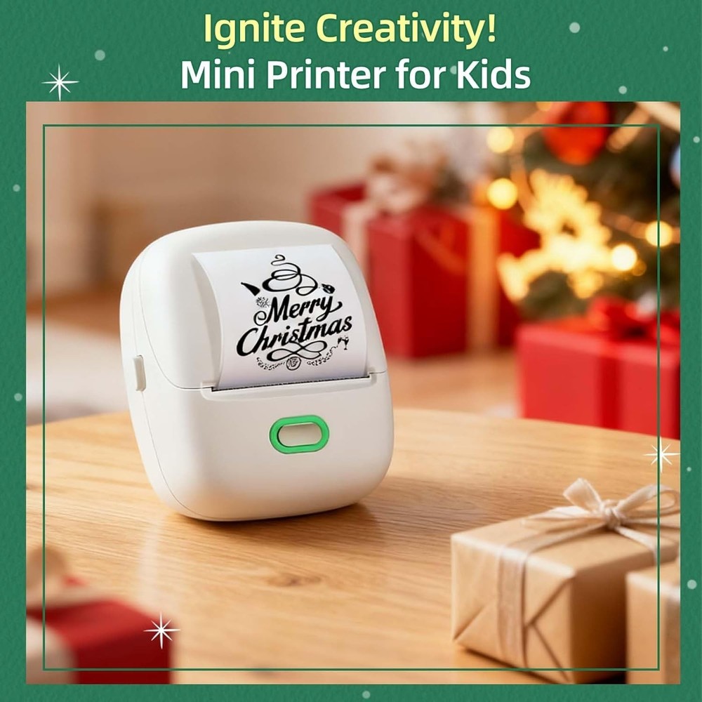 S002 Portable Sticker Printer: Bluetooth Label Maker with 1 Roll Paper Included