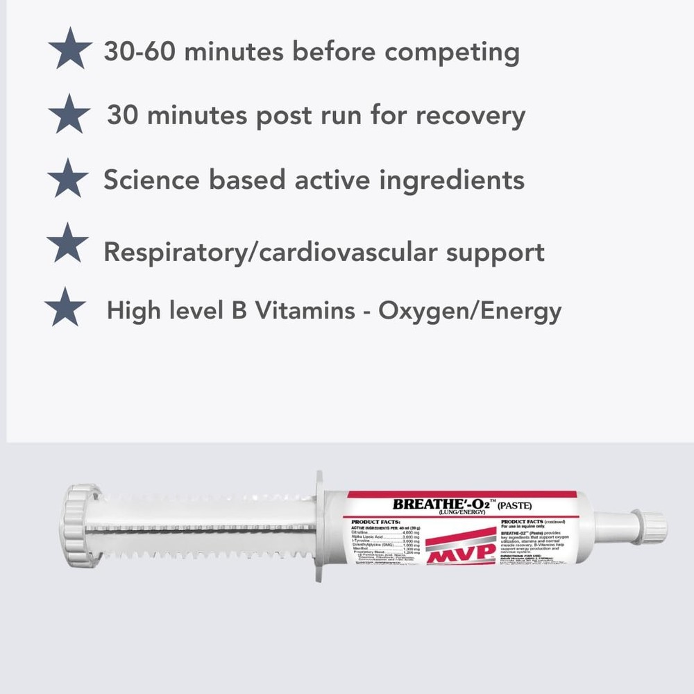 Breathe O'2 4 -Pack (8 doses) Pre-Race Paste to Support Lung/Airway Function ...