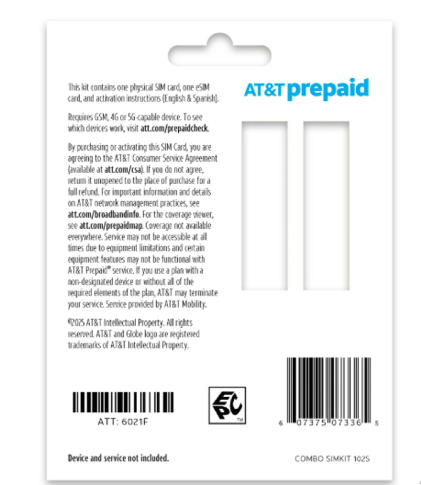 AT&T Prepaid® Combo Physical SIM & eSIM Kit