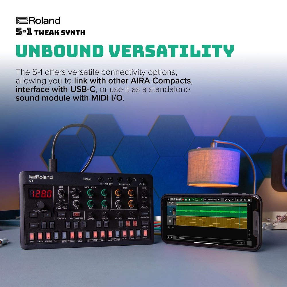 Roland S-1 Tweak Synthesizer AIRA Compact Polyphonic Module S1 Black Sequencer