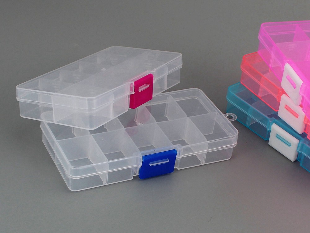 2 Pack 15 Grids Plastic Organizer Box Case Craft Bead Display Storage Container