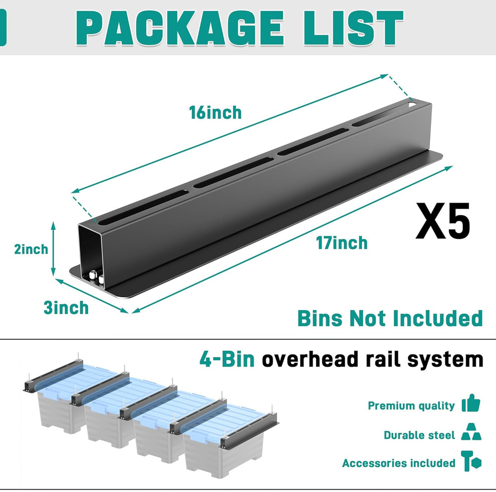 16" Ceiling Storage Rack Heavy Duty Garage Overhead Bin Storage System
