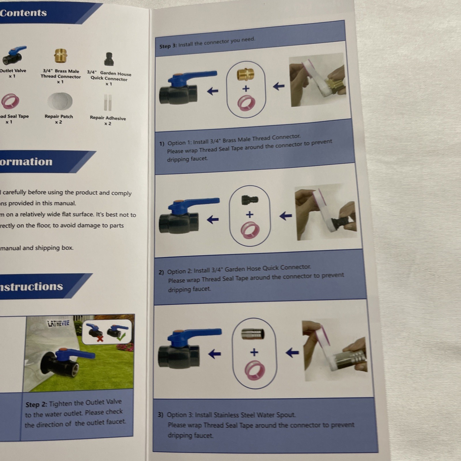 50 Gallon Emergency Water Storage Bladder Bathtub Portable Tank Open Box
