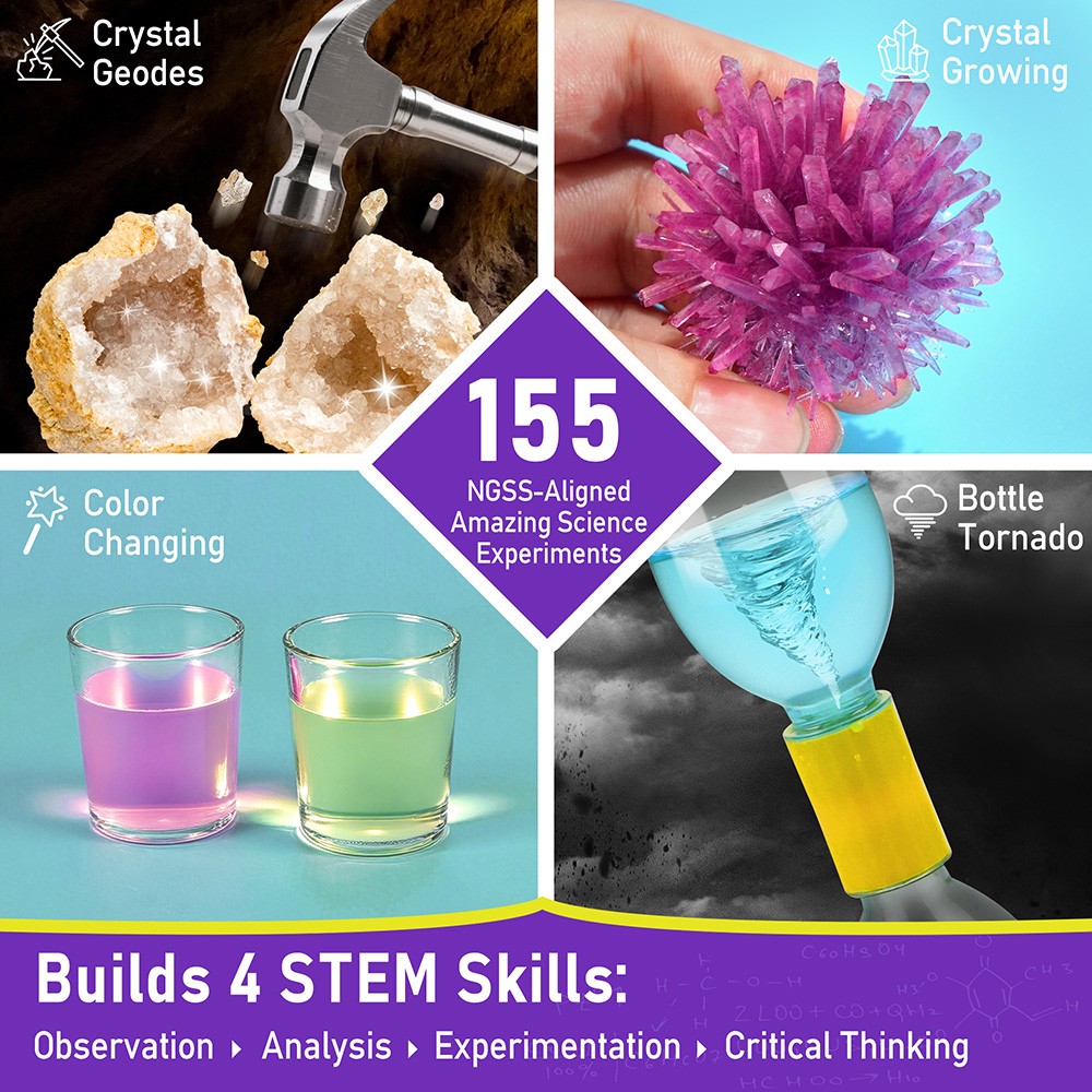 155 Experiments Science Kits for Kids STEM Educational Toy Physics Chemistry Set