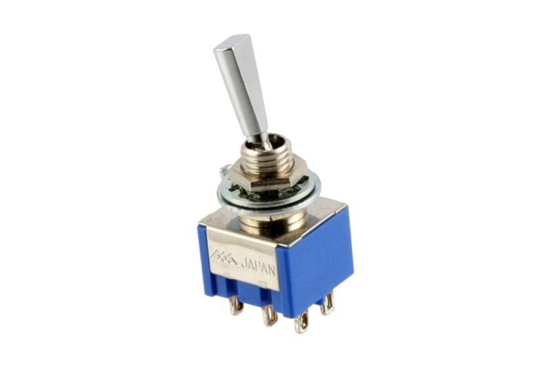 NEW - On-On-On DPDT Mini Switch, Flat Bat - CHROME