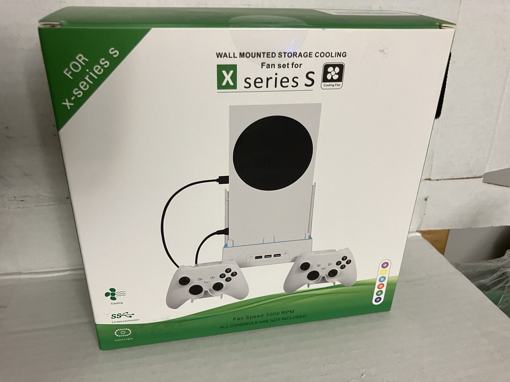 Xbox Series S Wall Mount With Cooling Fan System LED Lights an Controller Holder