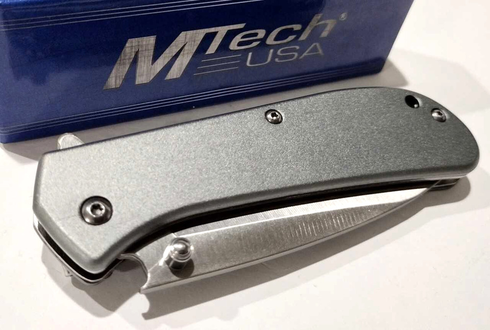 M-TECH Amplitude Gray Drop Point Spring Open Assisted Folding Pocket Knife A/O