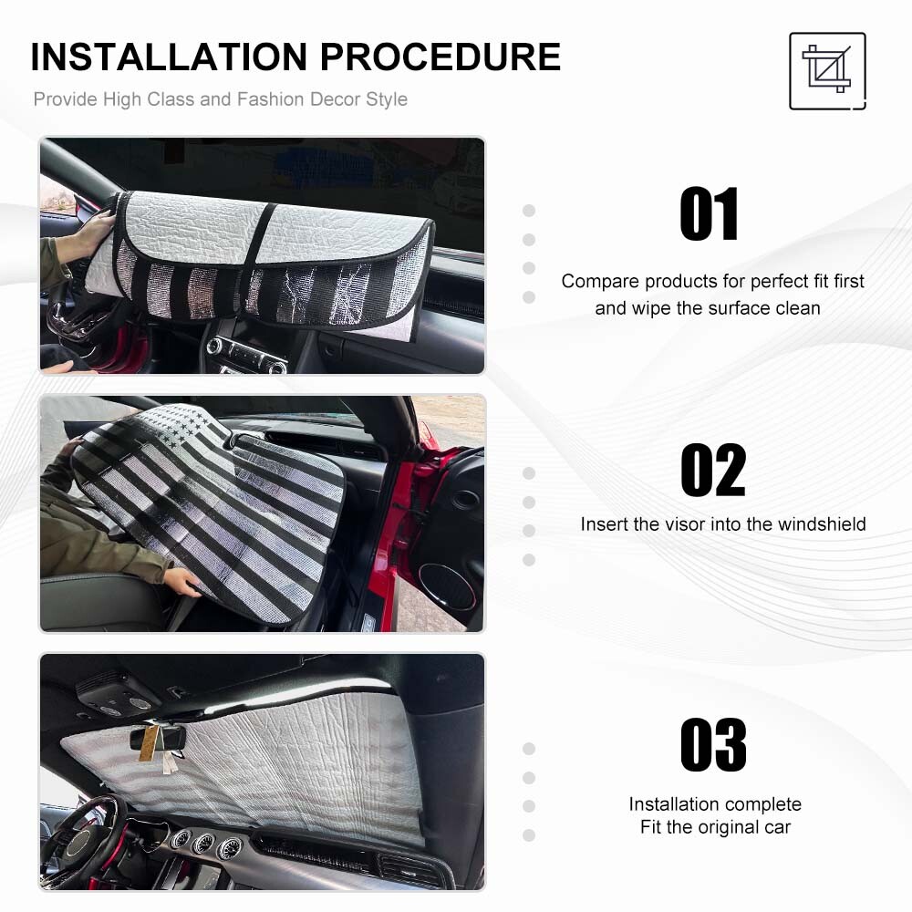 Windshield Visor SunShade Sun Shade US Flag Pattern For Ford Mustang 2015-2020