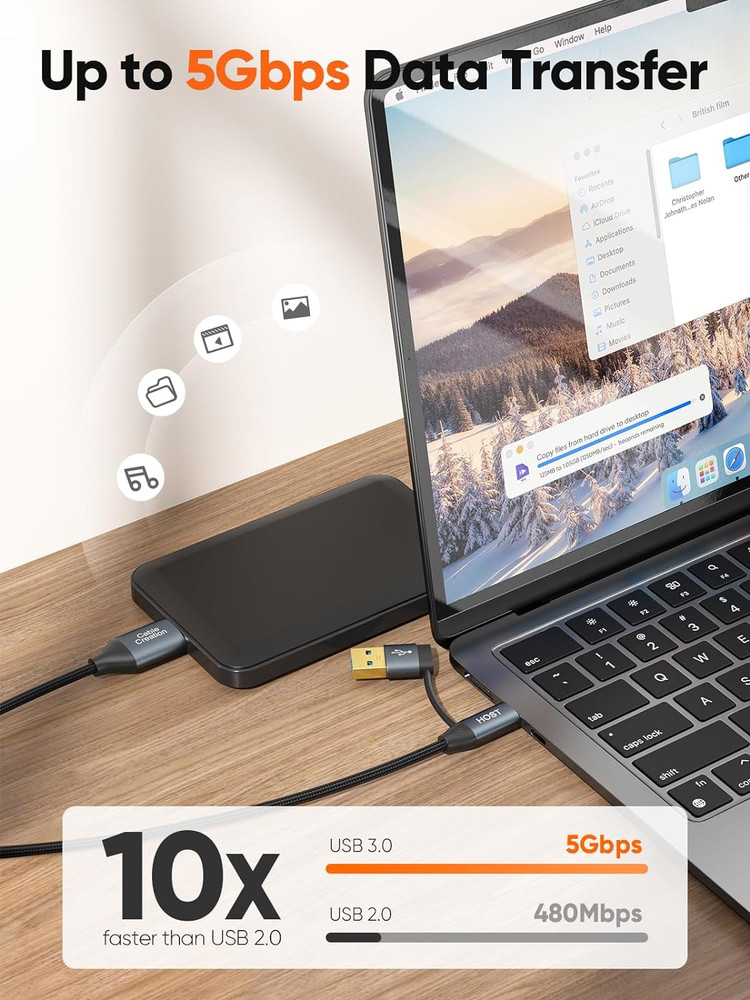 Cablecreation USB C Hard Drive Cable 1FT, 5Gbps USB A/C to Micro B, Compatible w