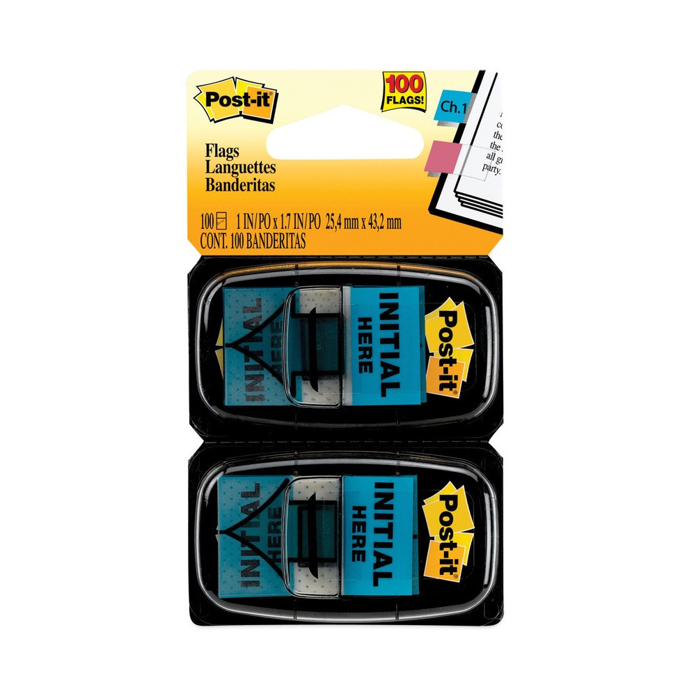 Post-it Flags 680IH2 1" Initial Here Arrow Message Page Flags - Blue 100/PK New