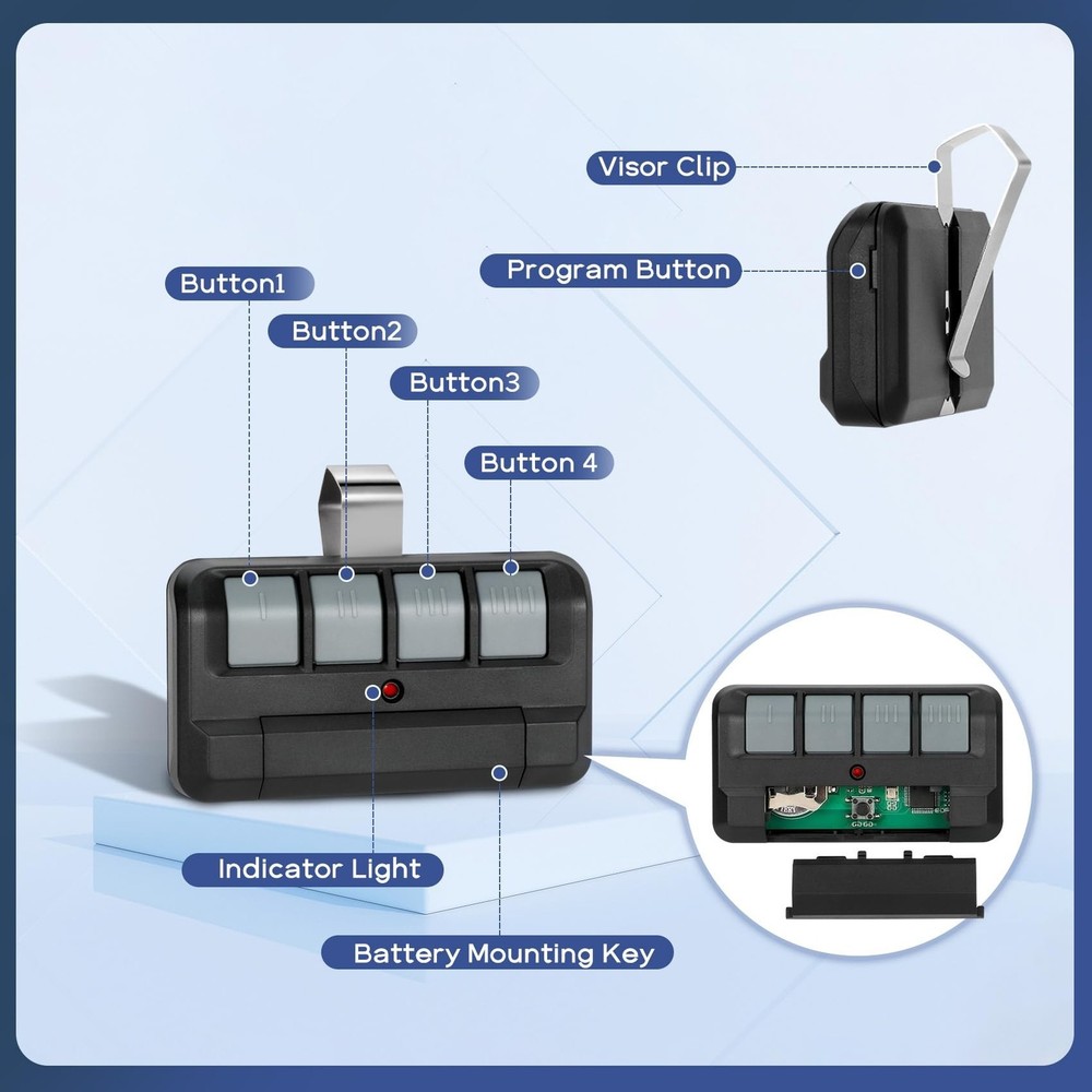 894LT 4-Button Remote Control for Garage Door Opener, 4 Button 894LT Learning...
