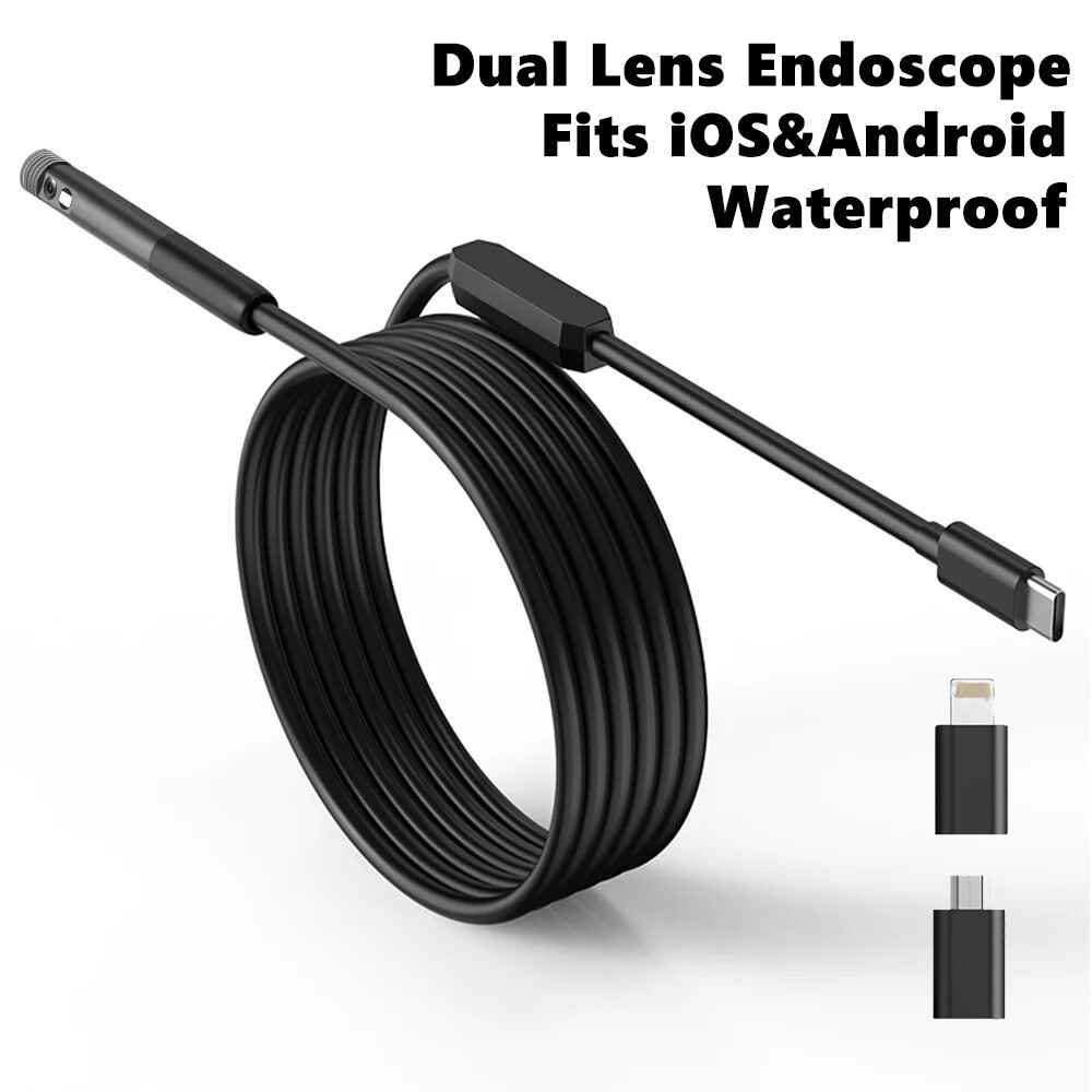 2MP Single/Dual Lens Waterproof Endoscope Camera Borescope for Iphone Android US