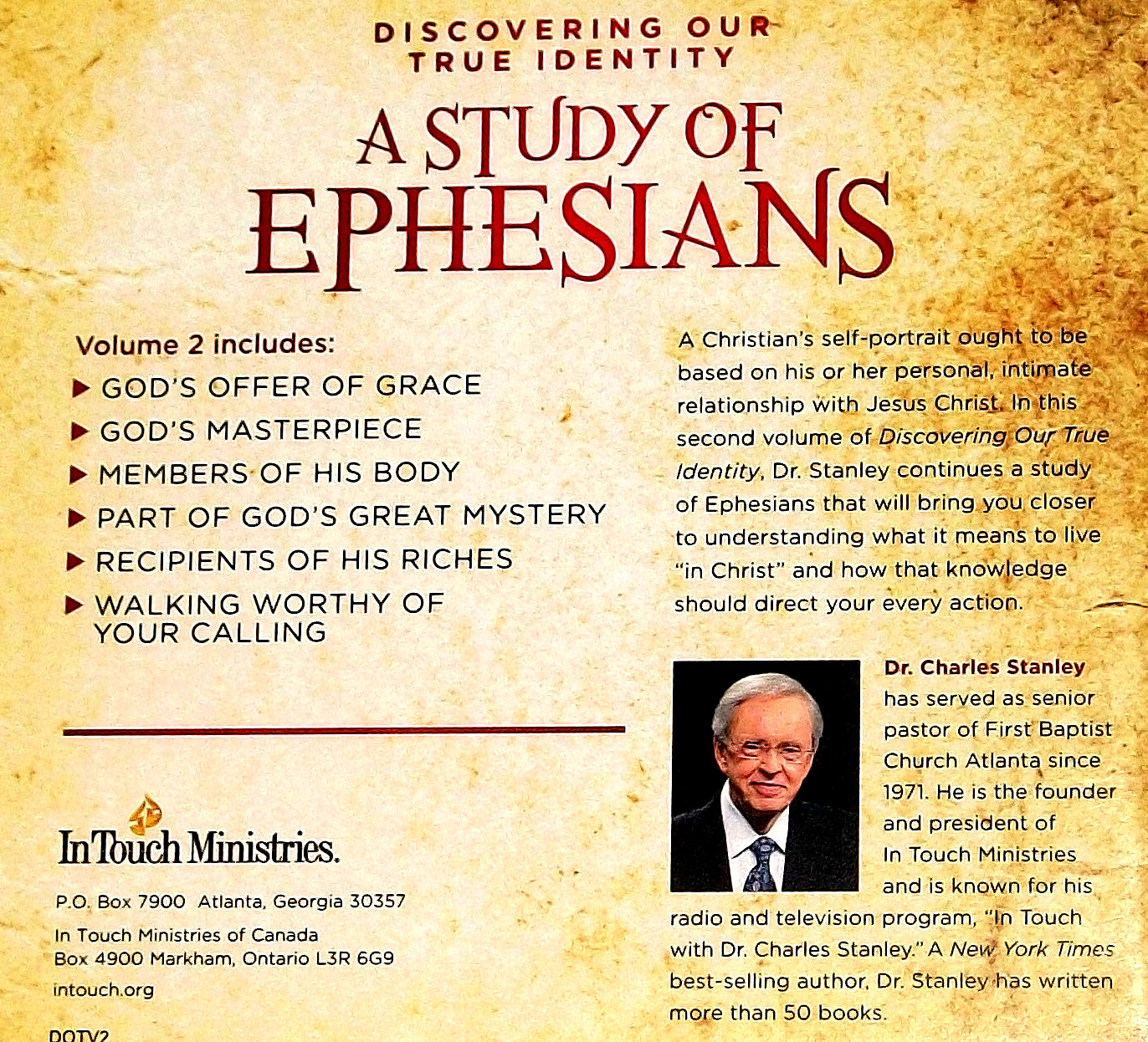 Charles Stanley DISCOVERING OUR TRUE IDENTITY: STUDY OF EPHESIANS VOLUME 2 6 CDs