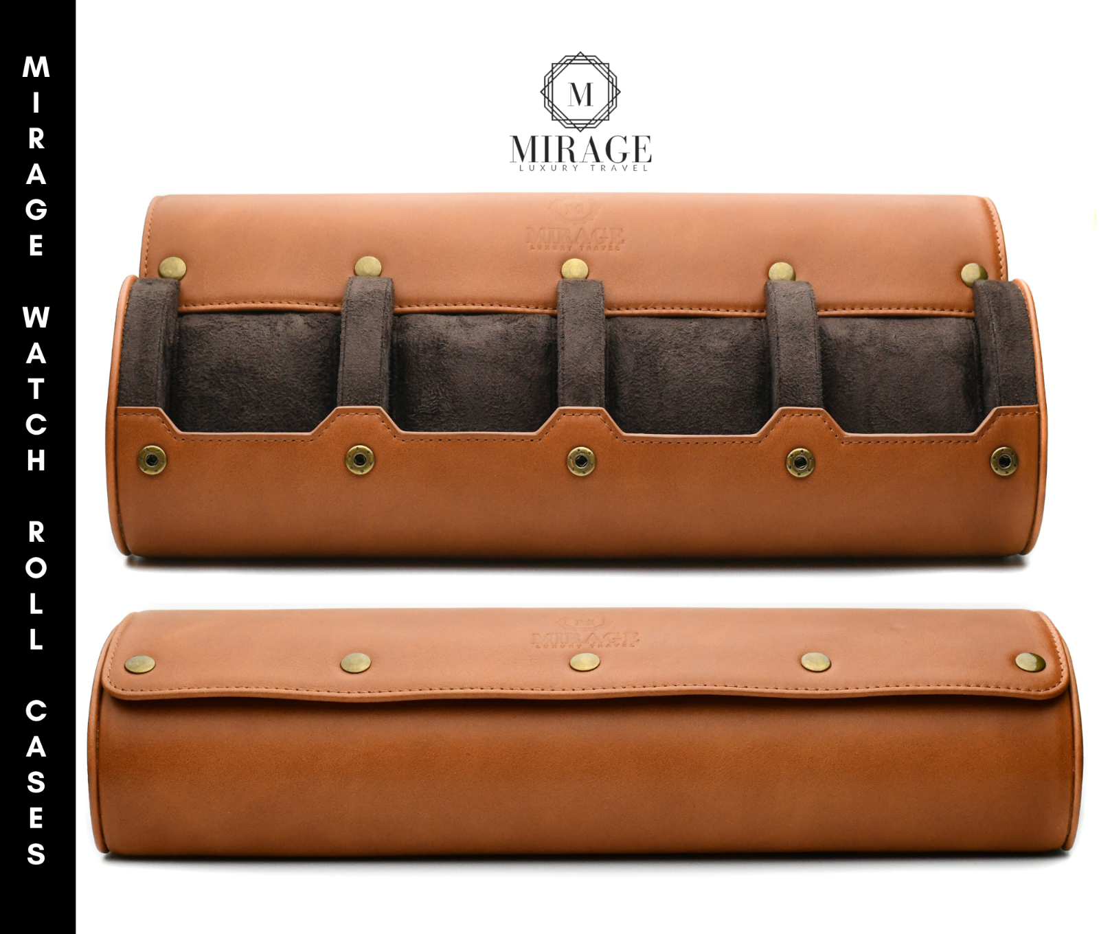 Leather Watch Travel Case for Men - Watch Rolls Full Grain Genuine Leather