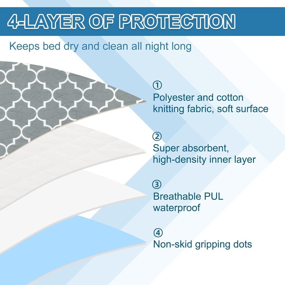 Easy Repositioning & Transfer Bed Pads with 6 Handles