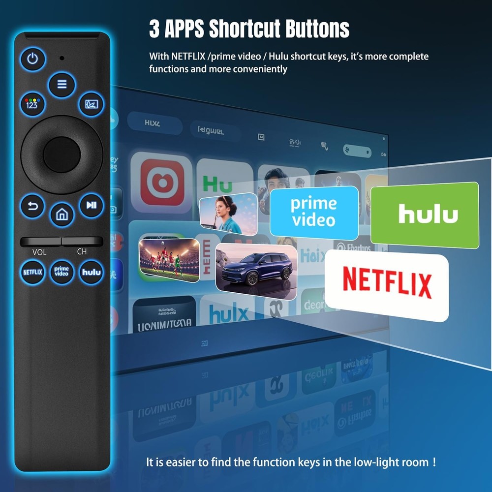 Backlit Universal Remote Control for Samsung Smart TV, Black